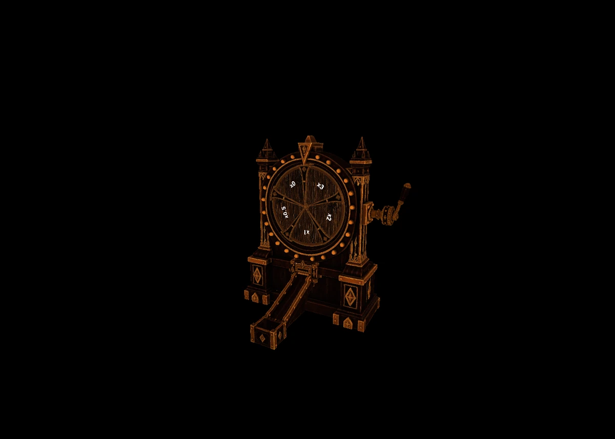 Isolated development view of the Dungeon Debt prize wheel with configurable multiplier sections